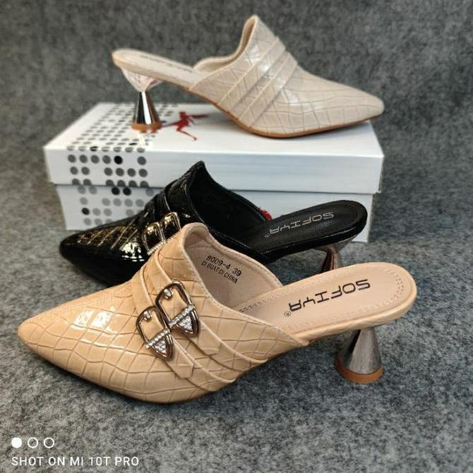 [BISA COD] SOFIYA ORI 8009 4 SANDAL SLOP  HEELS WANITA IMPORT HAK 7 CM / SENDAL HILS