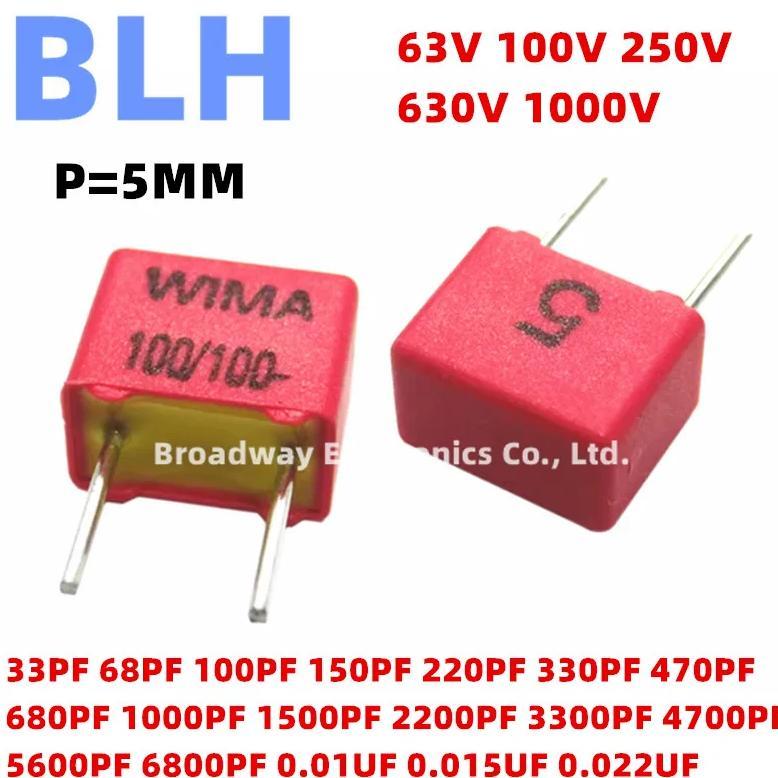 5PCS WIMA RED FKP2 5MM Film Capacitor Hi-Fi Audio P5 63V 100V 250V 630V 1000V 0.0068UF 6800PF 0.01UF