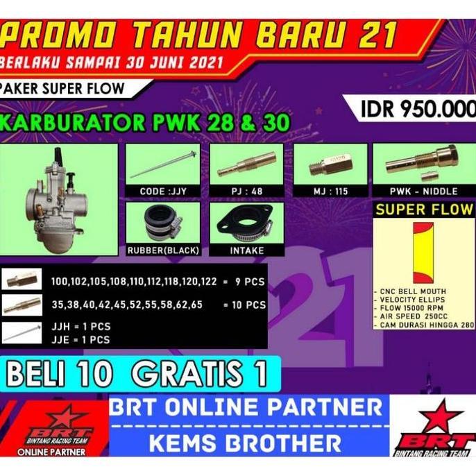 Super Flow BRT Karburator PWK 28 PWK 30 PWK 32 dan PWK 34 ORIGINAL BRT Promo