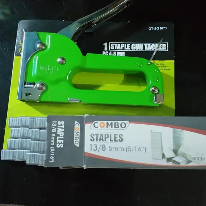 Staples Gun Tekiro Dan Isi Refill 8mm - Staples Tembak Jok Motor Kursi Dekorasi Kayu Tekiro 4-8 mm