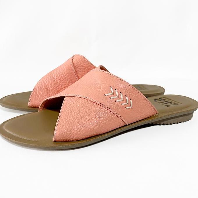 Sandal Kulit Wanita ZHR Silang Anyam Bahan 100% Kulit Sapi Asli Garut