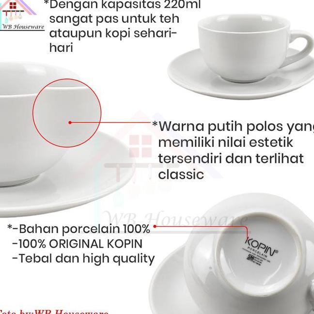 Cangkir Tatak Warna Putih 6 Pasang Cangkir Gelas Kopi Tea Set Coffee Set Two Tone Kopin