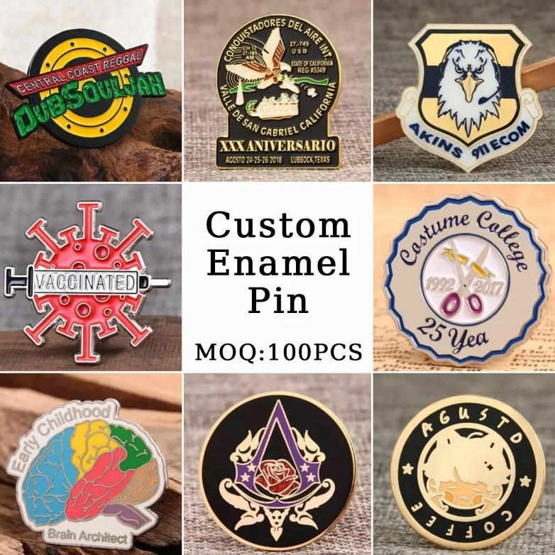 Custom Logo Enamel Pin Soft/Hard Enamel Lapel Pin Metal Badge Customized Coin Brooch  Wholesale Meta