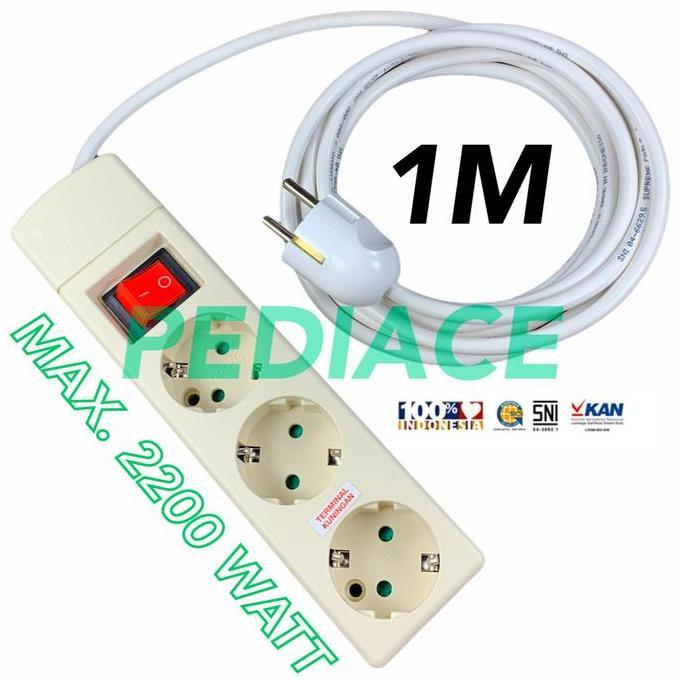 Stop Kontak Saklar UTICON 3 Lubang - 1M Kabel SUPREME - Colokan BROCO