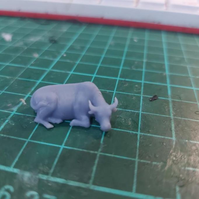 Miniatur Figure Animal 1/64 Kerbau Tidur Diecast Hewan - n0