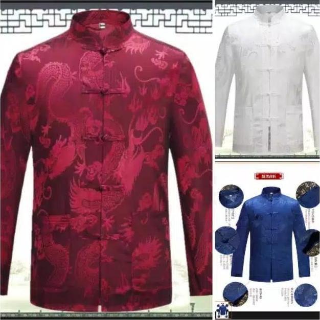 IMLEK SALE Cheongsam Pria Lengan Panjang Import Kerah