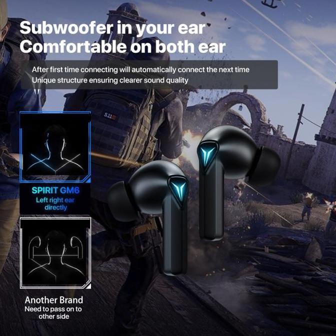 Promo KIIP WIRELESS BLUETOOTH EARPHONE EARBUDS TWS GAMING LOW LATENCY GM6 Diskon