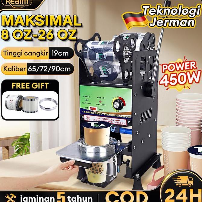REAIM MESIN CUP SEALER MESIN 8-26 OZ PRESS GELAS PLASTIK BISA SEALING MACHINE ALAT PENUTUP MINUMAN M
