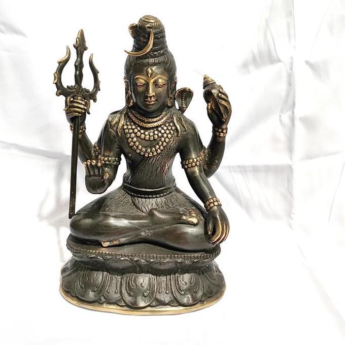 TERBARU - lord shiva statue brass 33cm vintage | patung dewa siwa bahan kuningan
