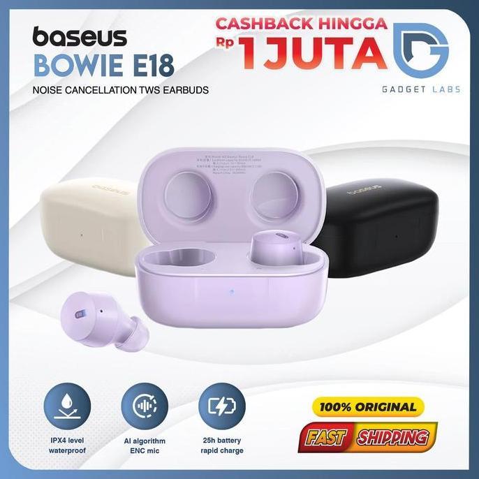 Promo Baseus Bowie E18 TWS Bluetooth Earphone Earbuds Bloetooth Erphone IPX4 - Headset Henset Diskon