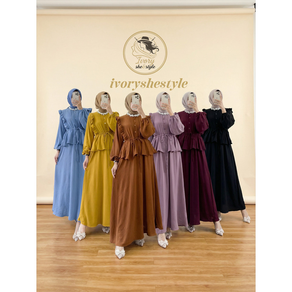 Ivory - SLAVINA GAMIS POLOS CRINKLE AIRFLOW LD 110 // GAMIS POLOS // GAMIS IVANA WANITA TERBARU // G