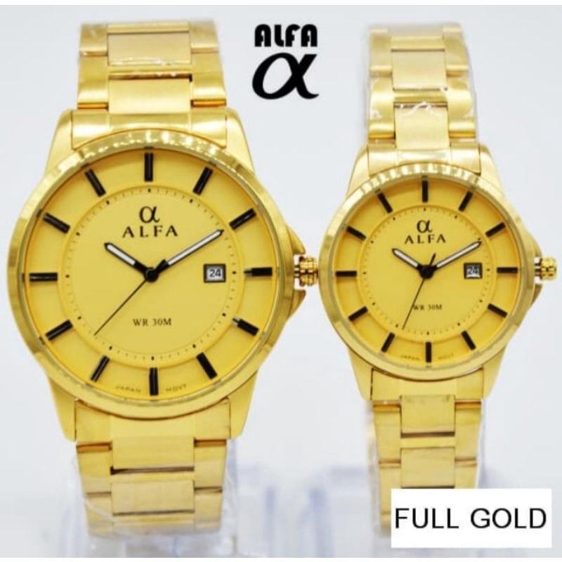 Jam Tangan Alfa 88132 Original Couple Fitur Tanggal Aotomatis