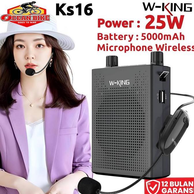 Promo WKING Speaker Pinggang Tour Guide Mic Karaoke W-King KS16 Bluetooth Diskon