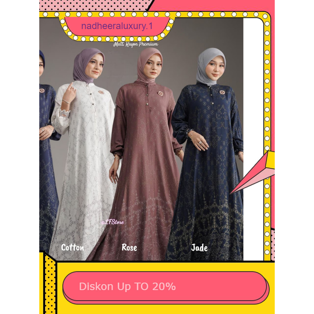 ADARA SERIES  DRESS DAN MIDI Gamis RAYON MOTIF  DAILY GAMIS Gamis RAYON PREMIUM ADARAMIDI DAN DRESS 