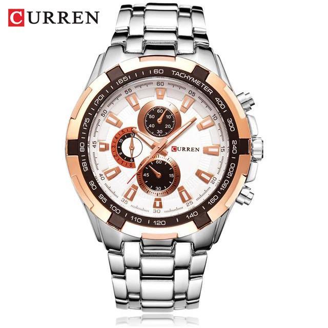 Curren 8023 Jam Tangan Pria Analog Stainless Steel Chronograph Tidak Aktif 46Mm Currenos