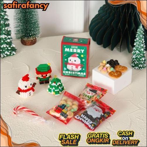 Mini Hampers Natal isi Bricks, Cookies, Permen - Kado Natal Anak - Souvenir Sekolah Minggu Promo