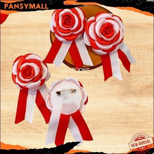 Bros Pita Peniti Gardenia Bendera Merah Putih Handmade - Bross Gardenia Aksesoris Baju Hijab Gratis 