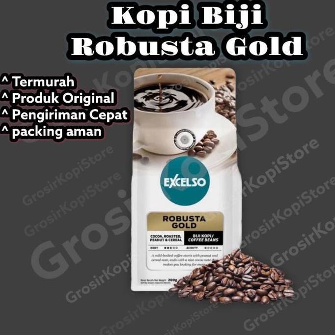 Ready kopi biji Robusta | kopi biji Excelso Robusta gold 200g- Coffee Bean Excelso