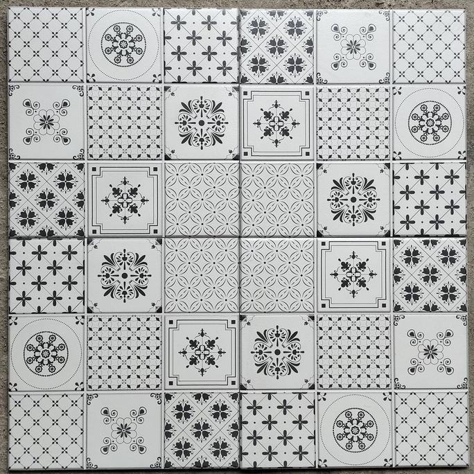 Keramik 40x40 BATIK PUTIH ABU HITAM