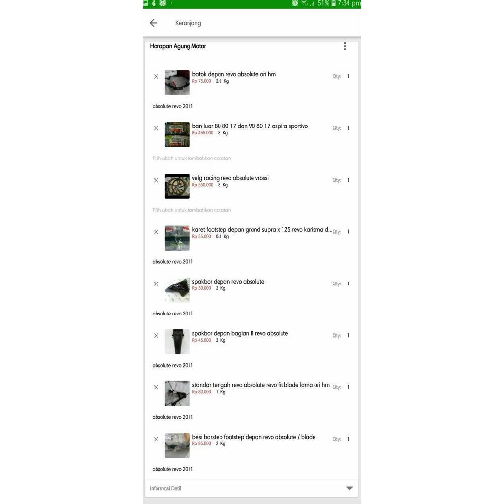 sparepart revo absolute dan sesuai gambar