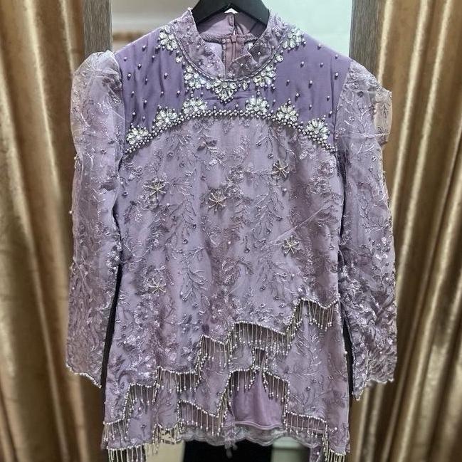 Stelan Kebaya Fuji Rumbai Zzag Full Hyget Tille Bordir Pinggiran Tebal Pj Baju 75 Cm Tali Pinggang K