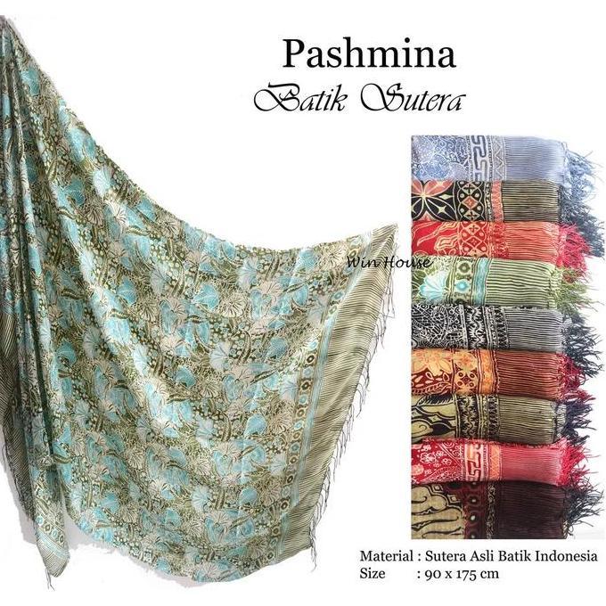 10 pcs Pashmina Batik Sutera Sutra Premium Exclusive Scarf Syal