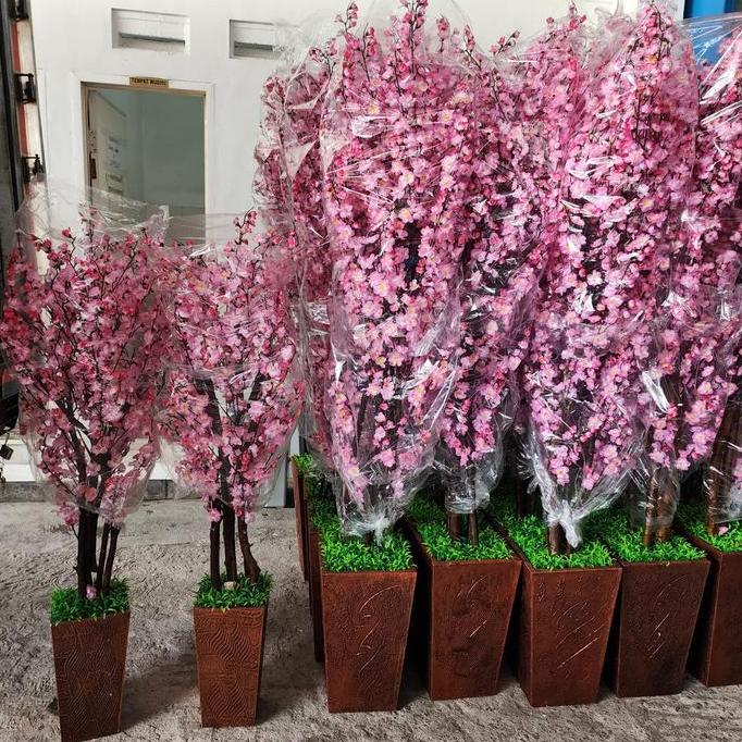 Pohon Meihwa Imlek Besar 180cm Dekorasi Pohon Sakura Pink Merah Meihua
