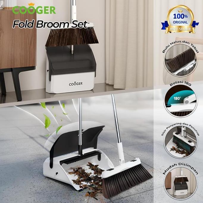 COOGER Sapu Lantai Alat Pembersih Lantai Sapu Pengki Set Kuat Ringan Tidak Mudah Rontok