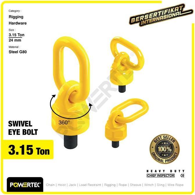 Swivel Eye Bolt / Mata Baut M24 - 4.2 Ton POWERTEC