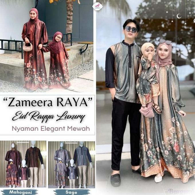 New Item, Sarimbit Keluarga 2026 Lebaran Premium Baju Couple Keluarga Ayah Ibu Anak Set Jilbab Zalir
