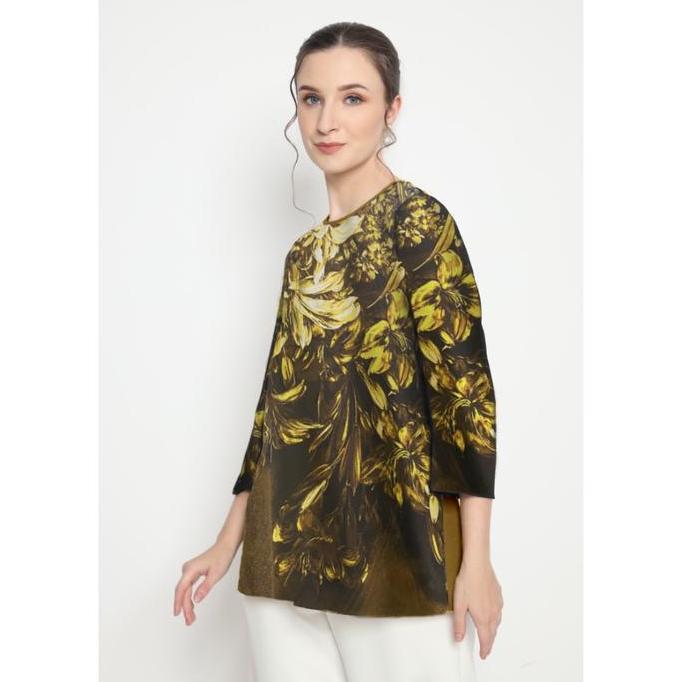 Floral Chiffon Blouse Hijau Long Sleeve By Brilliant Girl