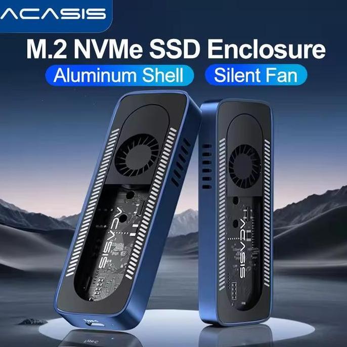 ACASIS 10Gbps M.2 NVME SSD Enclosure Case Built-in Cooling Fan Type-C M2 PCIE NVME SSD box For 2230 