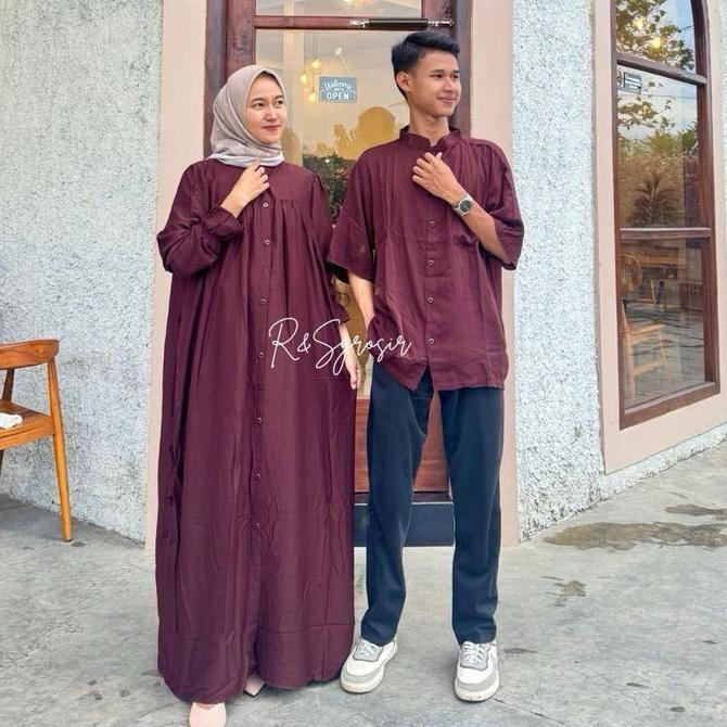 New Arrival, R&Sgrosir Set Couple Elmar Koko & Gamis Calista Bahan Katun Rayon Twill High Quality Dr