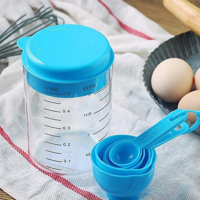 Coox- Sendok Takar  Plastik Set Gelas Takar Warna Pink Dan Biru