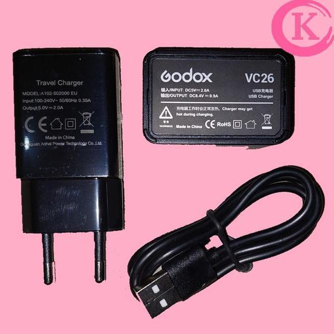 GODOX VC26 + VC1 USB Cable Charger Adapter VB-26 Battery V1 / V860III