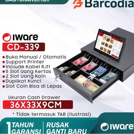 famanifams - cash drawer iware cd-339 laci uang kasir 5 slot uang kertas murah laci kasir metal