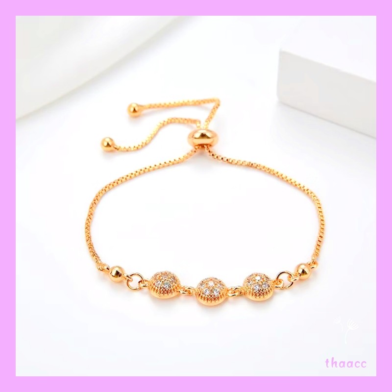 Gelang serut xuping fashion wanita motif bola permata gold