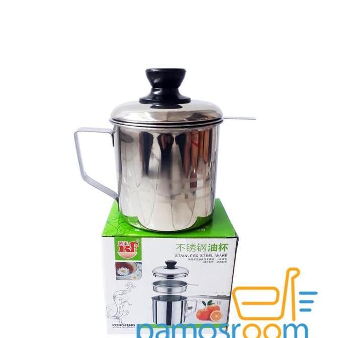 Coox- Pamosroom Oil Pot Stainless Steel 1100 Ml Wadah Minyak Goreng Bekas
