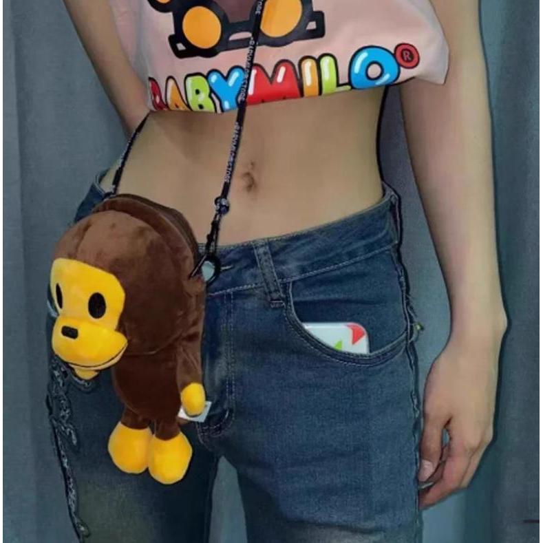 New Monkey Mobile Phone Bag Babys Miloed Phone Bag Shoulder Bag Little Apple Monkey Messenger Should