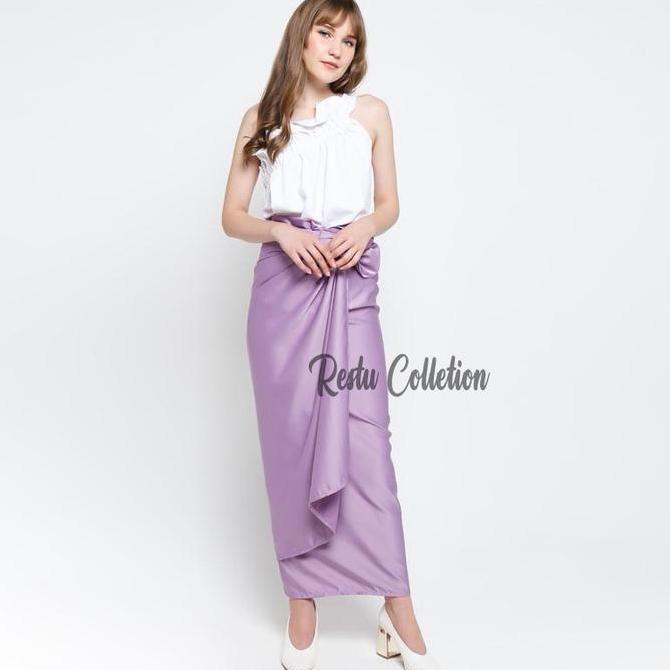 Newgir- Rok Lilit Serut Polos Bawahan Kebaya Bahan Velvet Satin Premium Gratis Ring Polos Hitam Puti