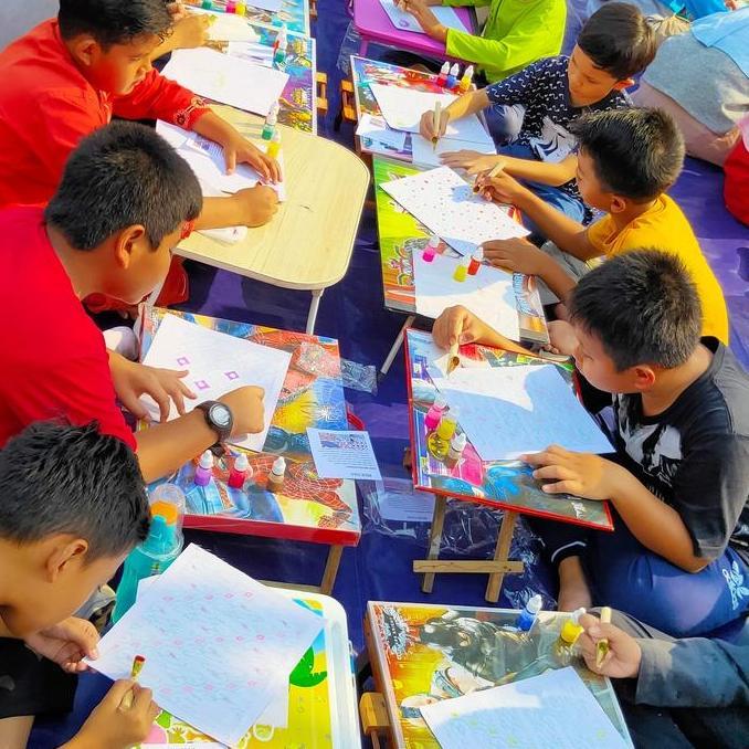 Newgir- Alat Batik Lengkap Kain Mori, Canting, 3 Botol Pewarna Batik