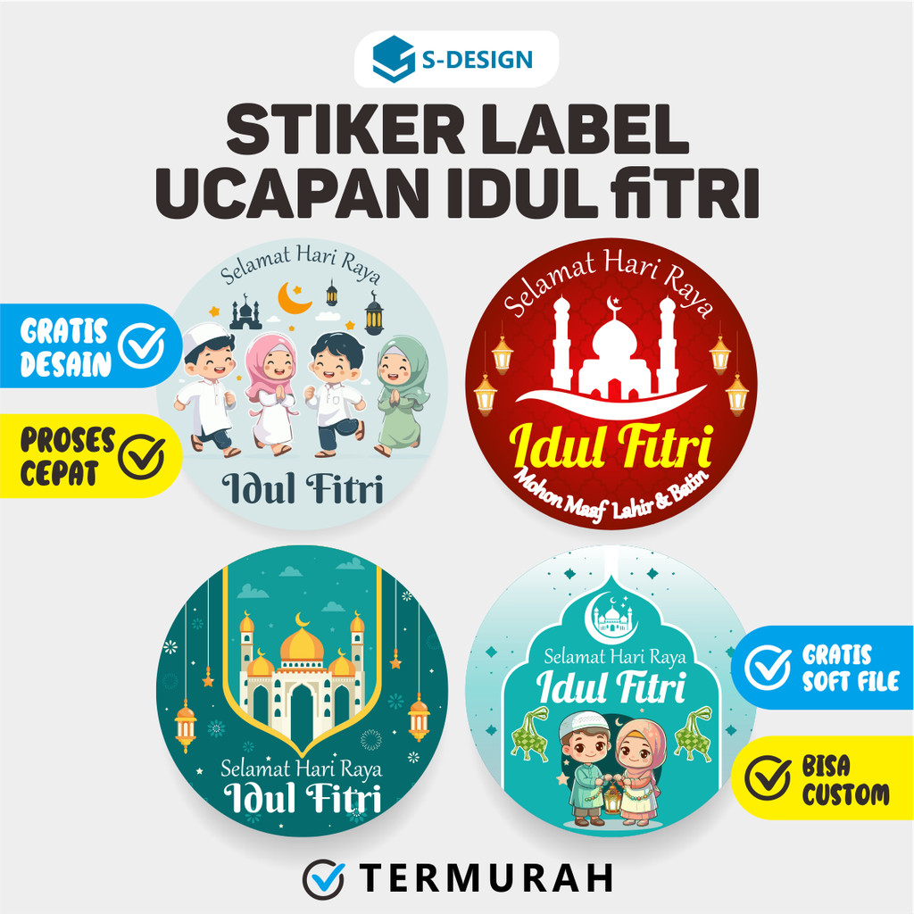 STIKER LABEL IDUL FITRI TERBAIK SDESAIN / STIKER IDUL FITRI / STIKER UCAPAN TERBAIK