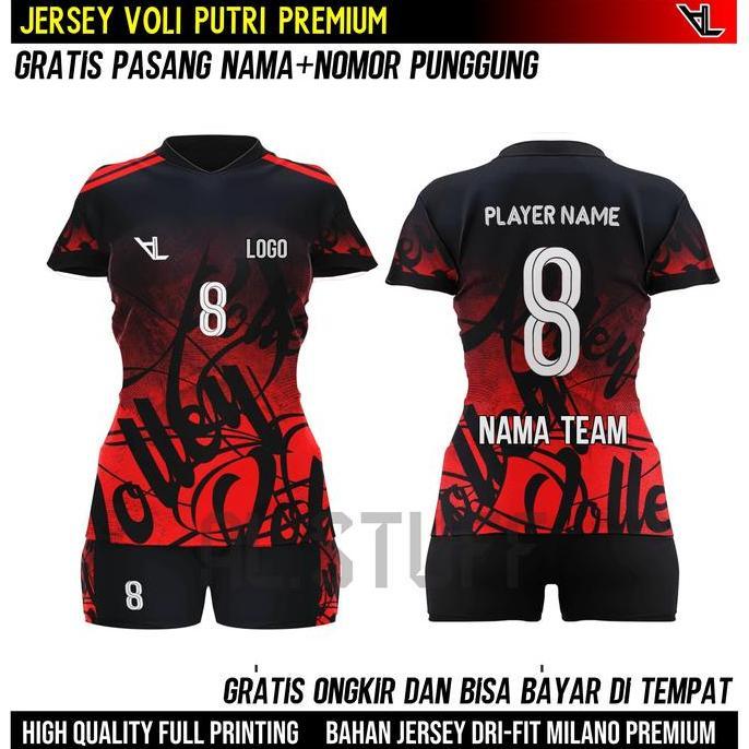 Baju Jersey Voli Putri Pasang Nama dan nomor pungg Full Printing Stelan Volly Olahraga wanita