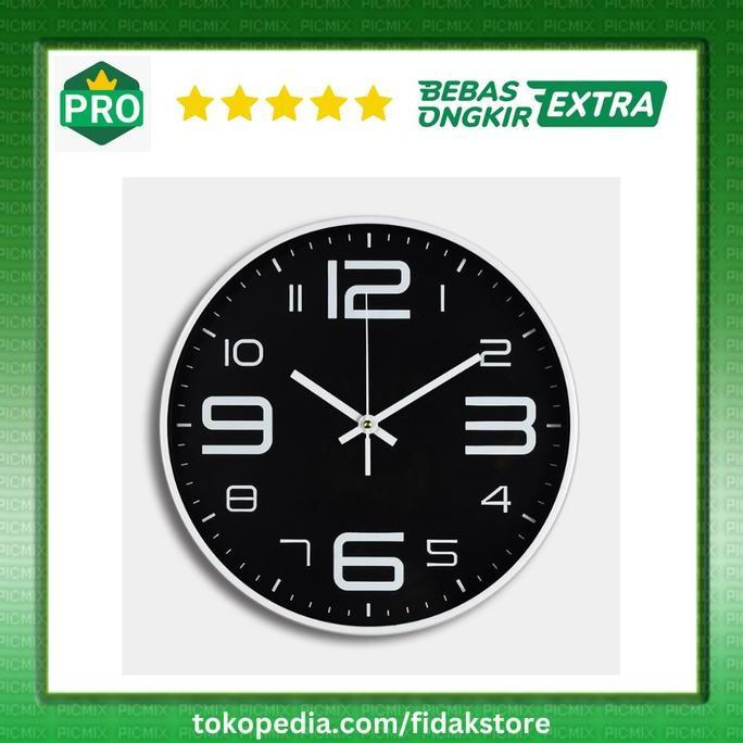 Jam Dinding Bulat Rumah Sekolah Quartz Creative Design Modern 29Cm Ori