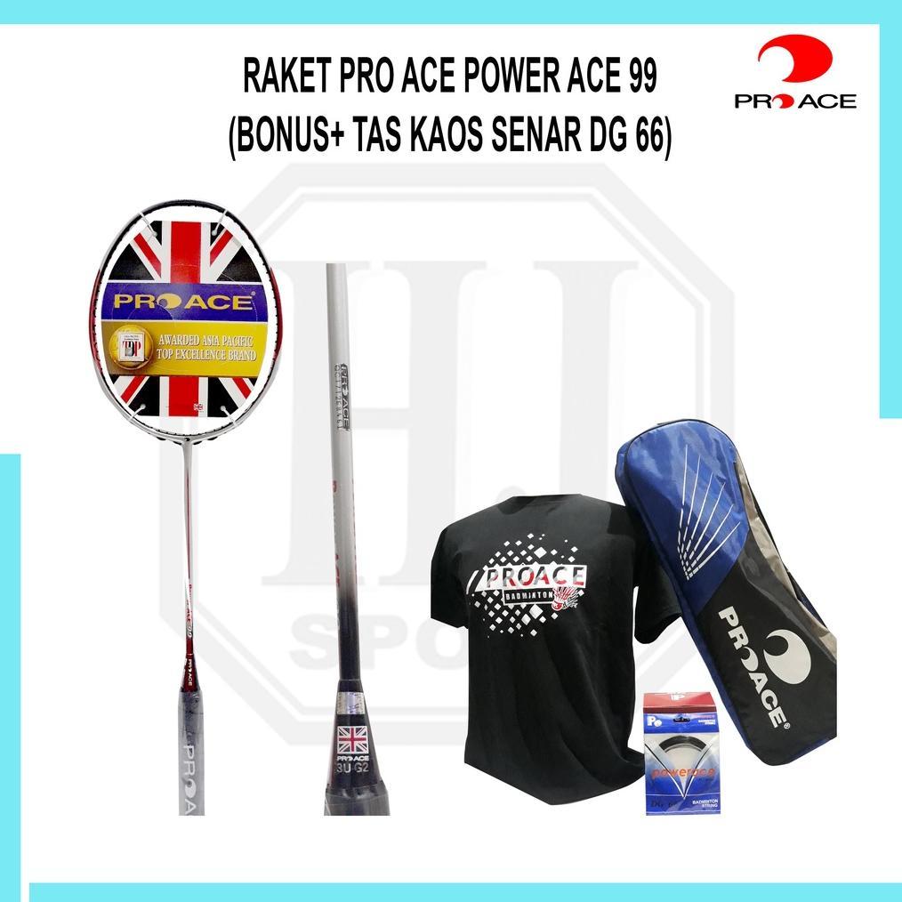 Raket Original Pro Ace Power Ace 99 Bonus Komplit Badminton