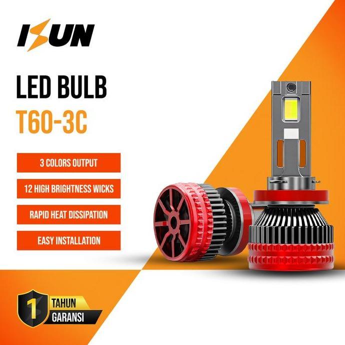 BASKRA_SHOP37 - ISUN LAMPU HEADLAMP FOGLAMP 3 WARNA CSP T6-3C H4 H11 HB4 96 H7 12W