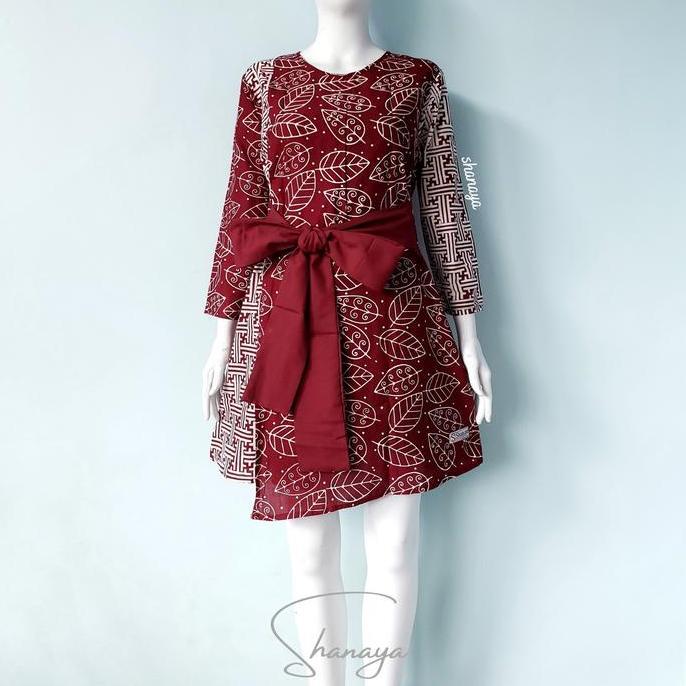 Newrelig- Shanaya Batik Tunik Pita Cap Garutan Kombinasi Kanaya Size S M L Xl Xxl Bisa Request Coupl