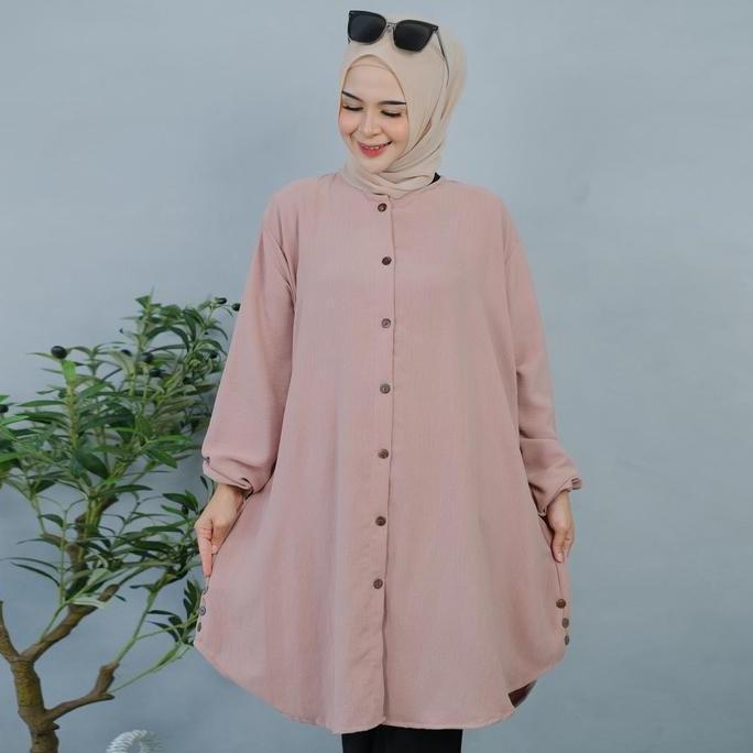 Newrelig- Tunik Jumbo Ticel Ld 130 Xxxl Oversize Nyaman Untuk Wanita Muslim Atasan Polos Crinkle Air