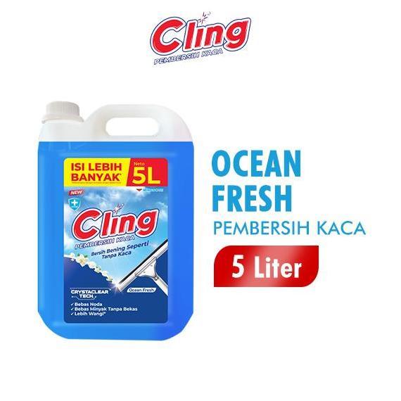 BERKUALITAS Cling Pembersih Kaca Ocean Fresh Jerigen 5 liter