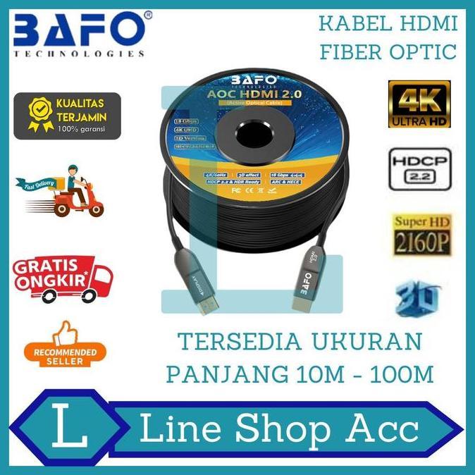 Kabel Hdmi Fiber Optic (FO) Fiber Optik 60 Meter BAFO